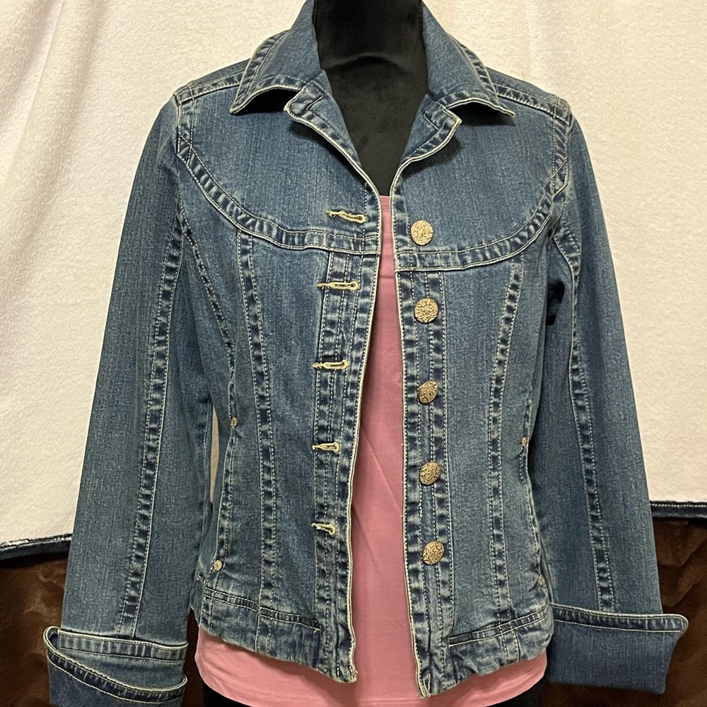 Live a Little Blue Denim Jacket with Pink Accent